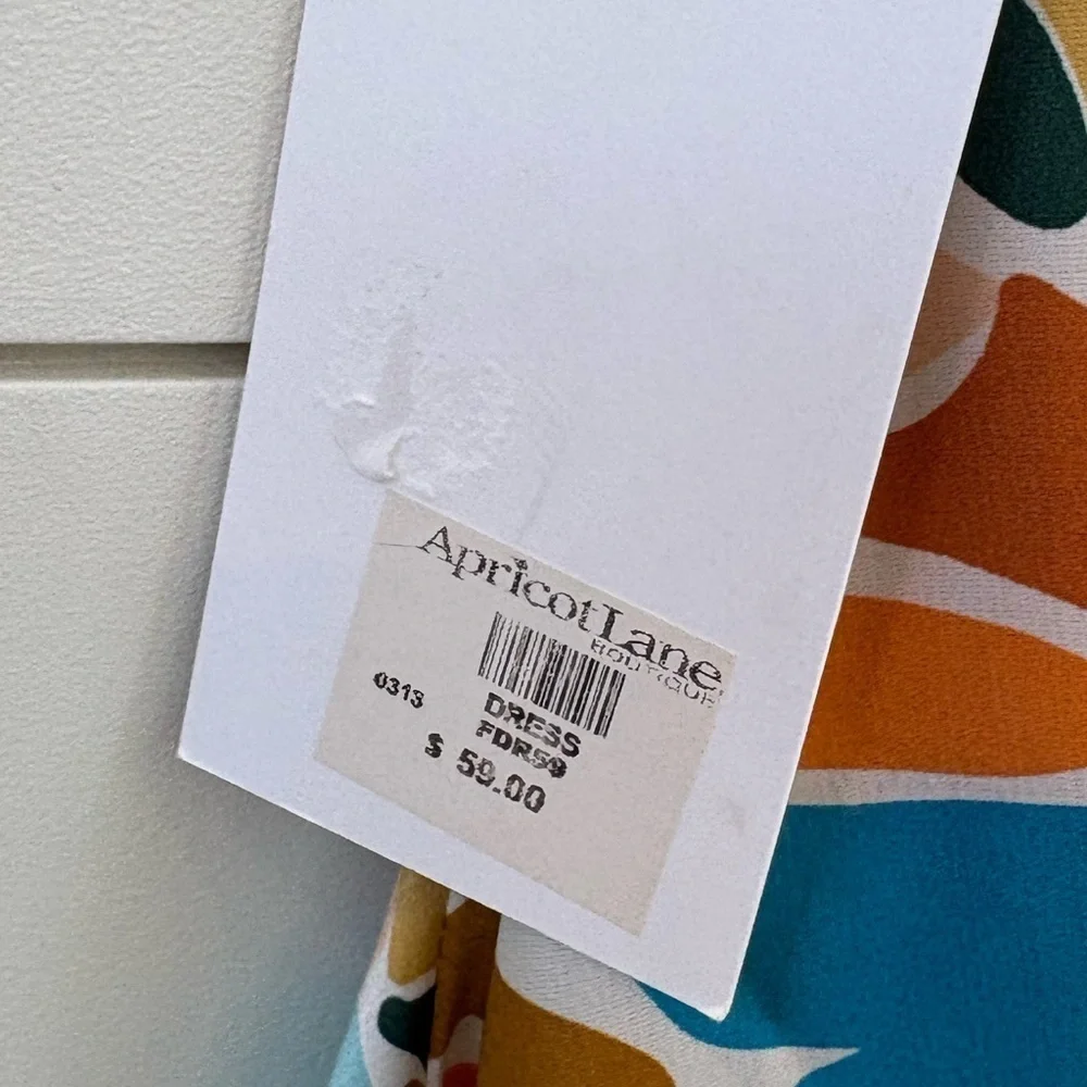 Emory Park One Shoulder Dress in Orange, Blue, and Cream - Picture 7 of 7
